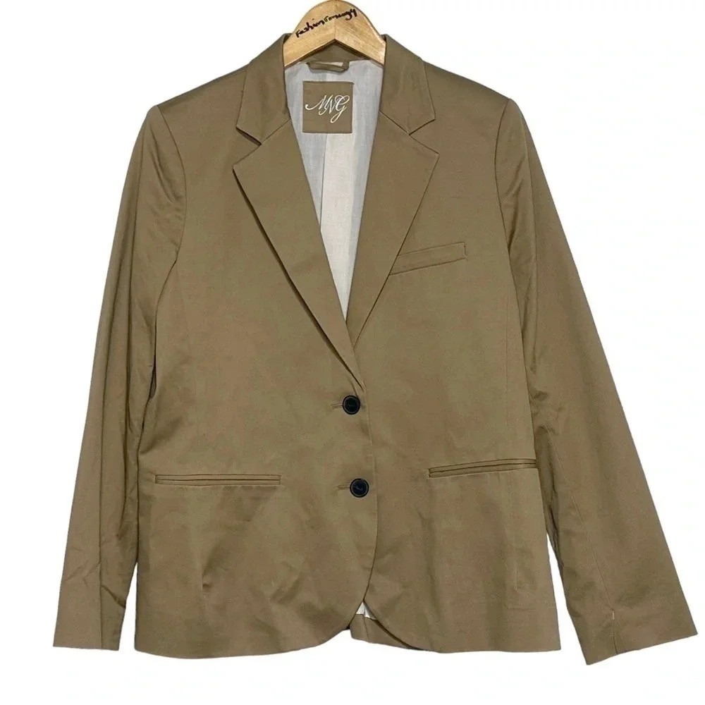MNG Mango Tan Cotton Blend Two Button Blazer Jacket 55100259 Mens L